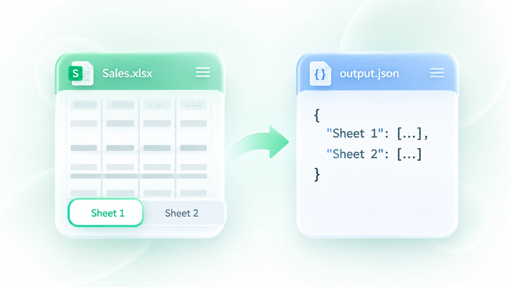 Excel worksheets converted to separate JSON data