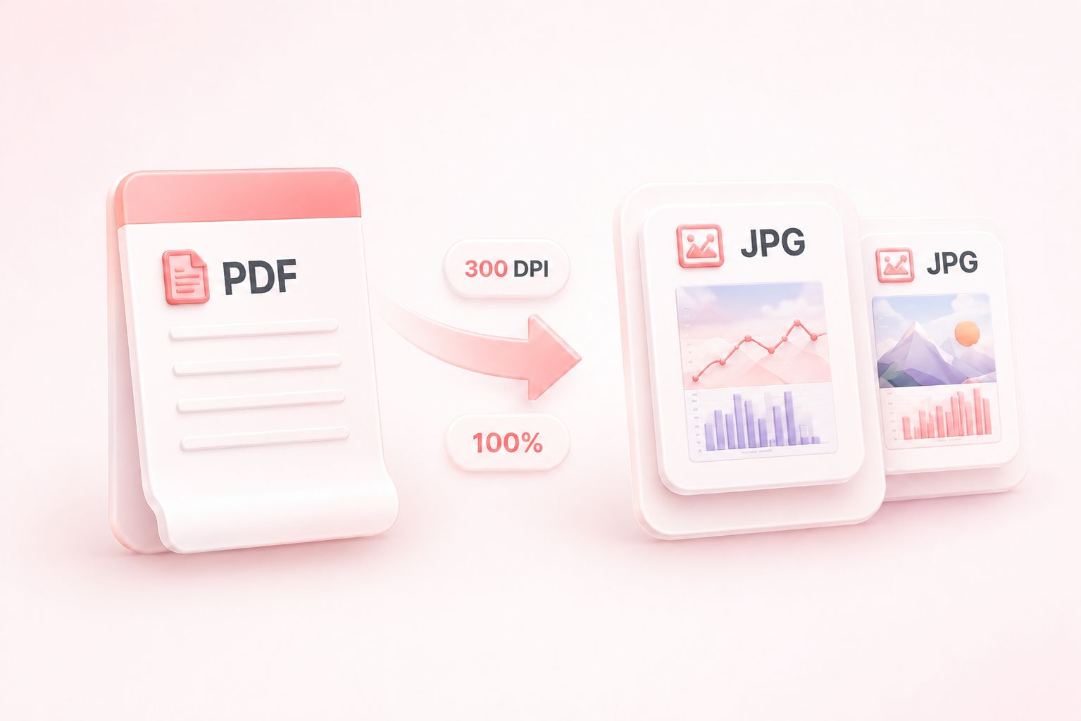 PDF converted to JPG images with 300 DPI and 100 percent quality settings
